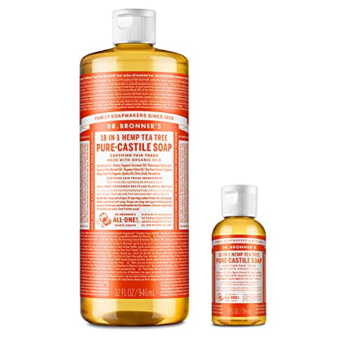 Dr. Bronner's Pure-Castile Liquid Soap – Eucalyptus Bundle. 32 oz. Bottle and 2 oz. Travel Bottle