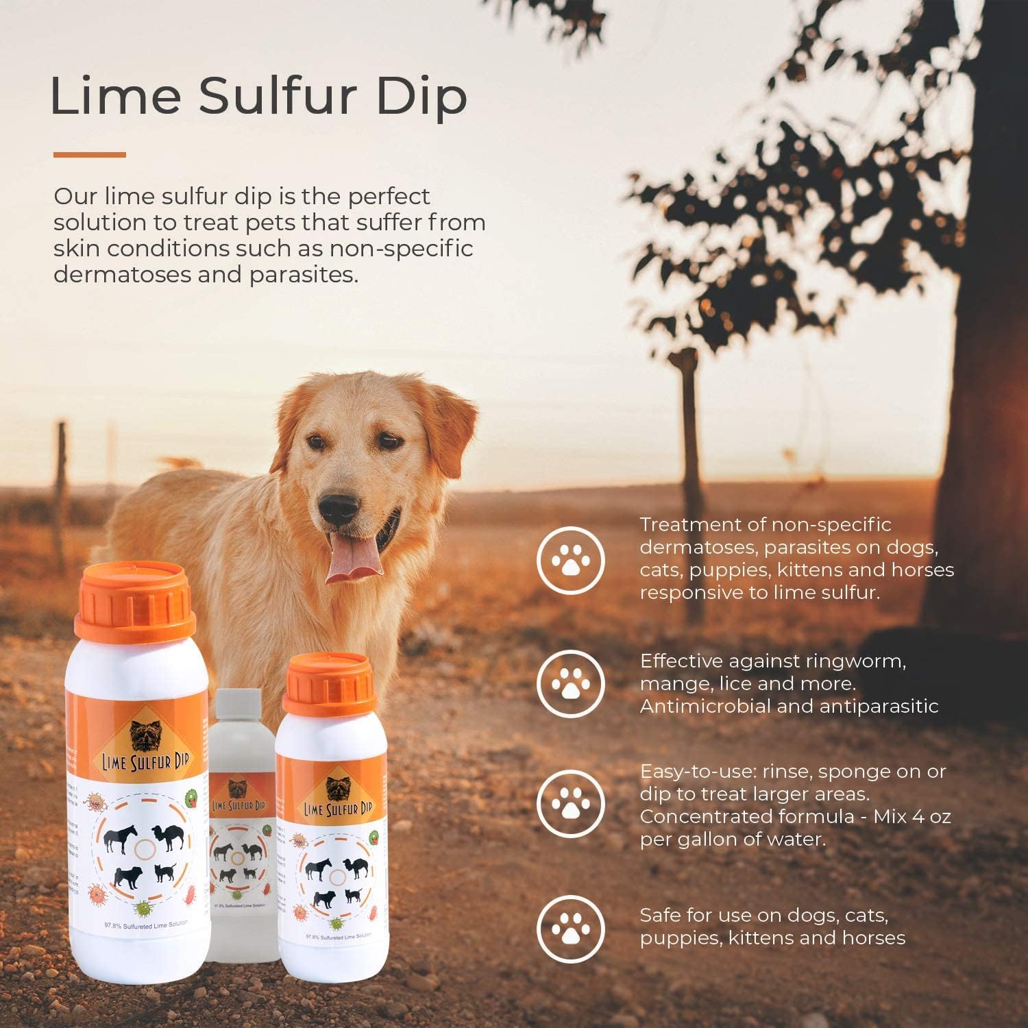 Lime Sulfur Dip for Dogs, Cats, Puppies, Kittens, Horses Q353151