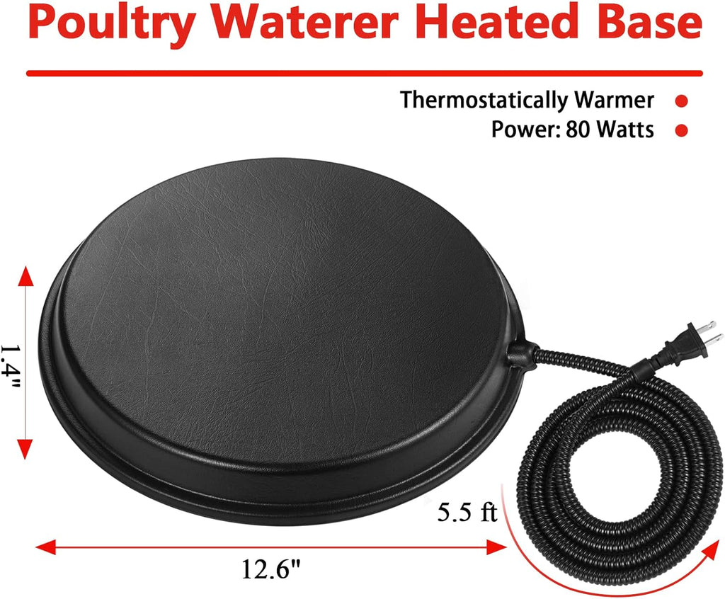 Heated Base for Poultry Waterer, 80W Winter Deicer for Metal Founts M102436