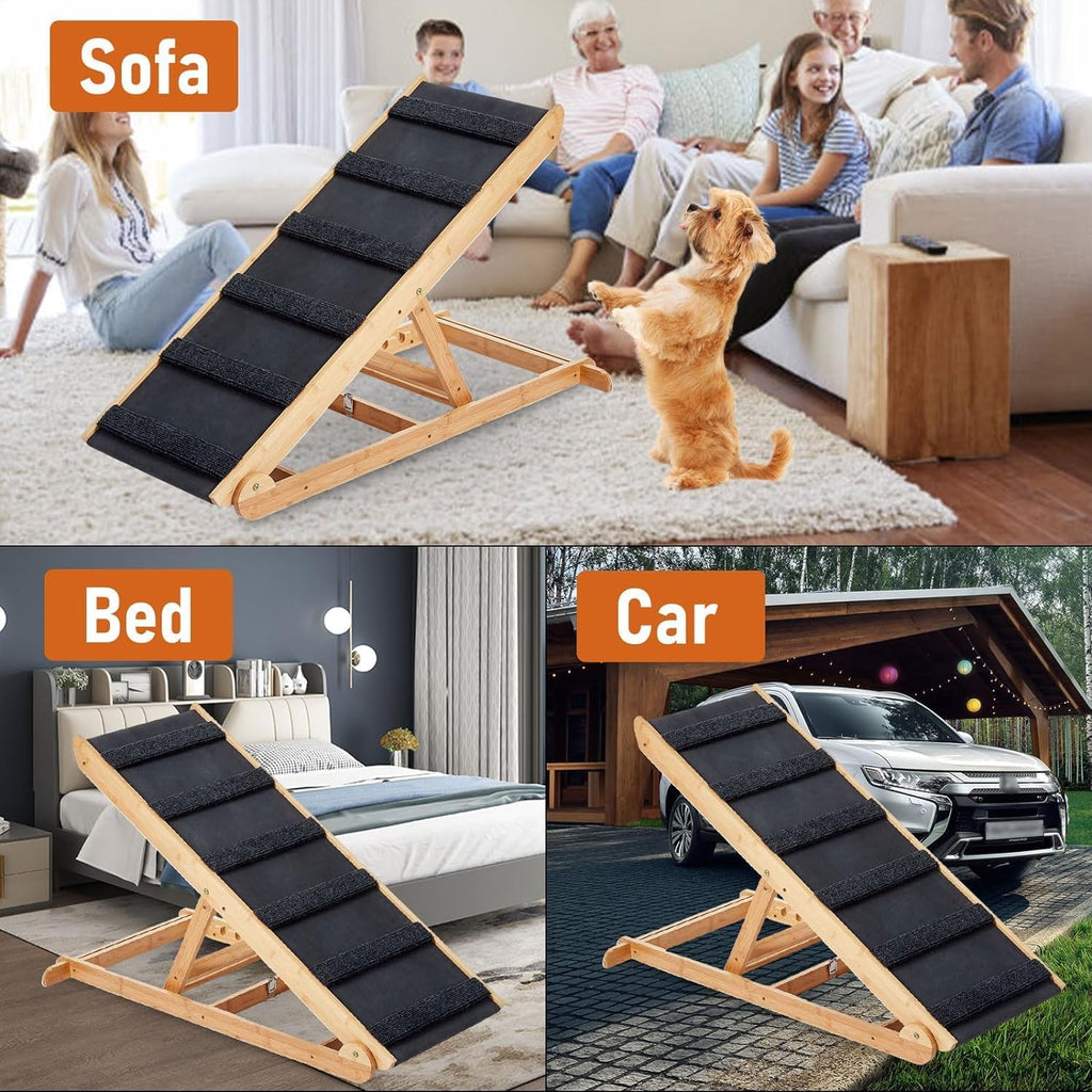 Dog Ramp for Bed, 6-Layer Adjustable, Non-Slip Surface Y1364