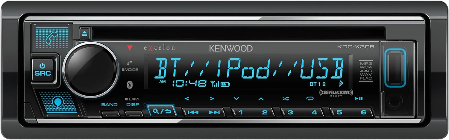Kenwood KDC-X305 eXcelon CD Car Stereo Receiver w/Bluetooth Hands Free Calling, AM/FM Radio, USB, Amazon Alexa Built Ready, Variable Color Illumination