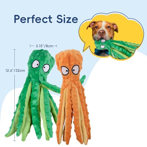Squeaky Octopus Dog Toys for Small Medium Large Dogs, 2 Pack I860892