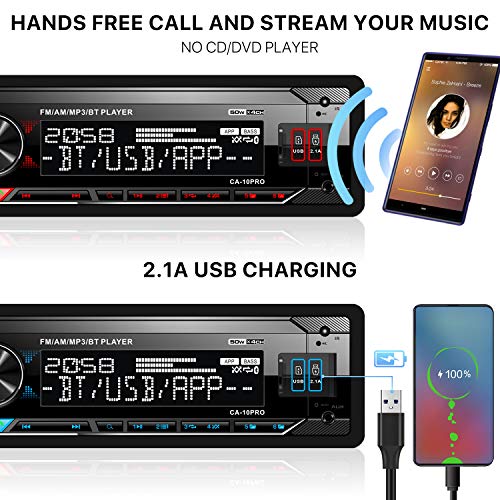 Mechless Bluetooth Car Stereo with Dual USB, SD, AUX, FM/AM Radio Receiver D777