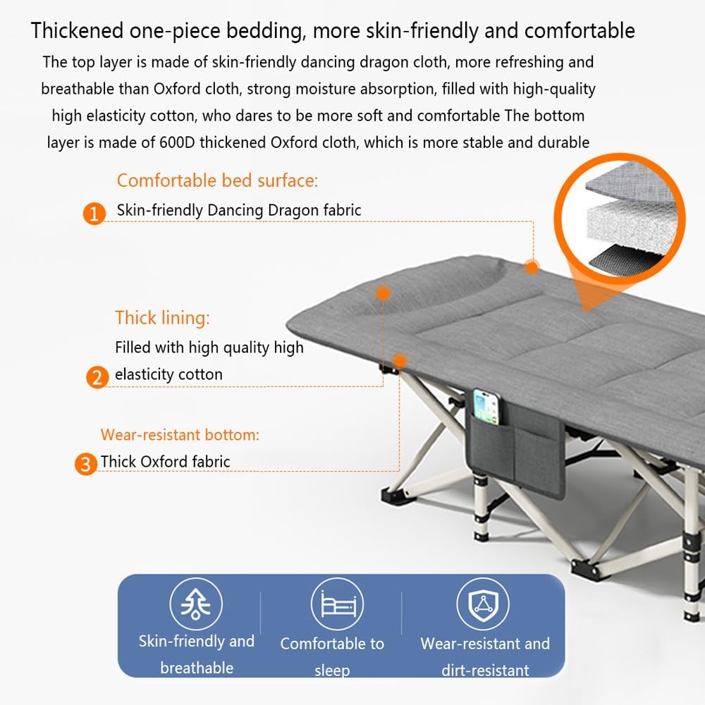 Folding Camping Cot with Mattress and Pillow, Portable Lightweight Sleeping Bed T4218