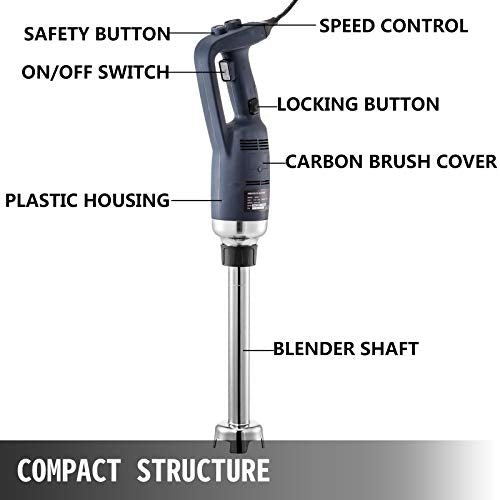 Commercial Immersion Blender 350W, Handheld Stick Mixer with Stainless Steel Shaft, Variable Speed C618106