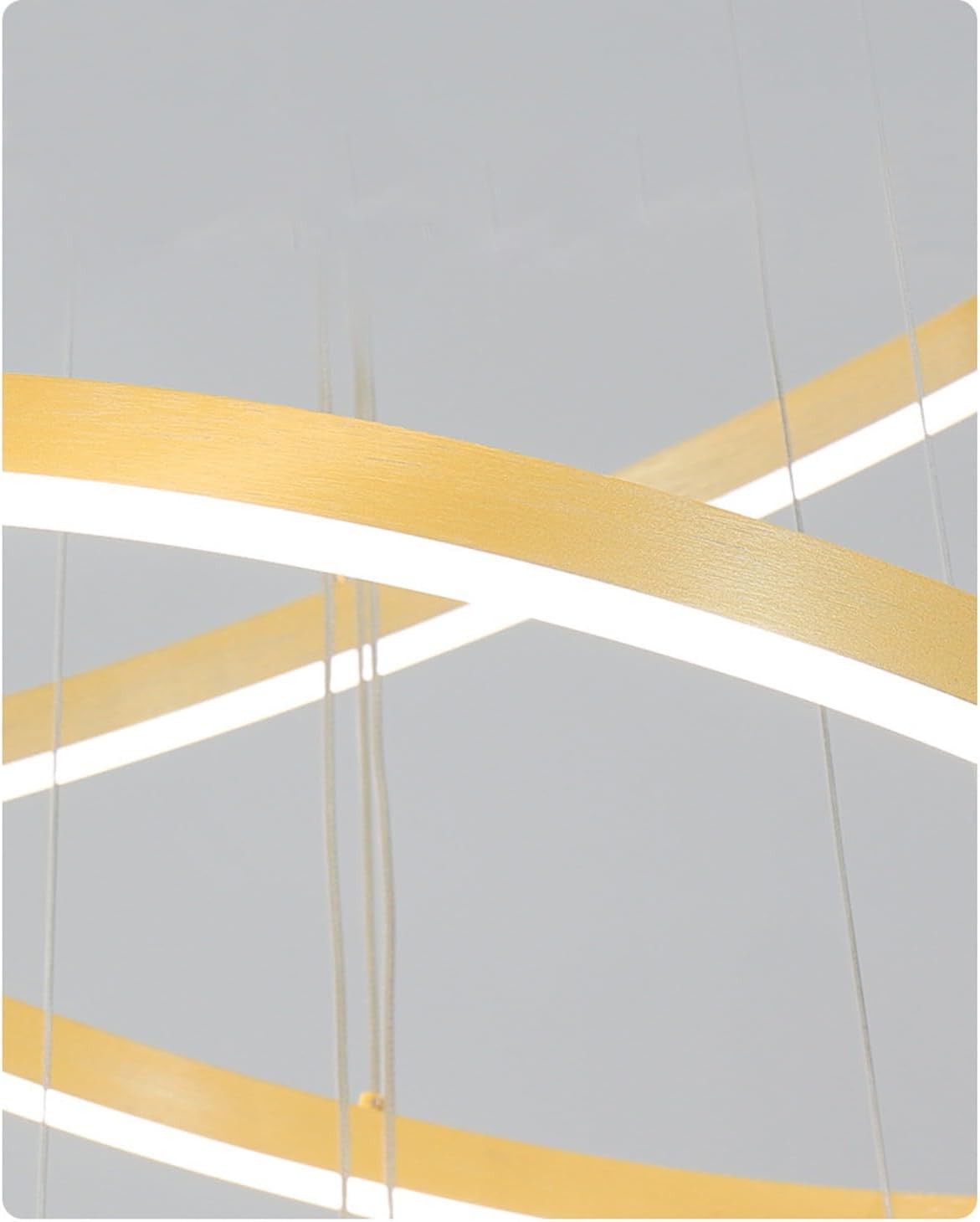 Modern LED Chandelier 6 Rings Gold with Remote Control for High Ceiling E67078