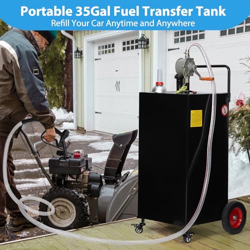 30 Gallon Portable Gas Caddy on 4 Wheels with Manual Transfer Pump H39098