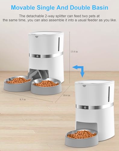 Automatic Cat Feeder with Double Bowls and Portion Control E650