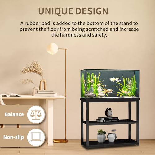 Fish Tank Stand Metal Double Layer with Storage, 40-50 Gallon, Black I174419