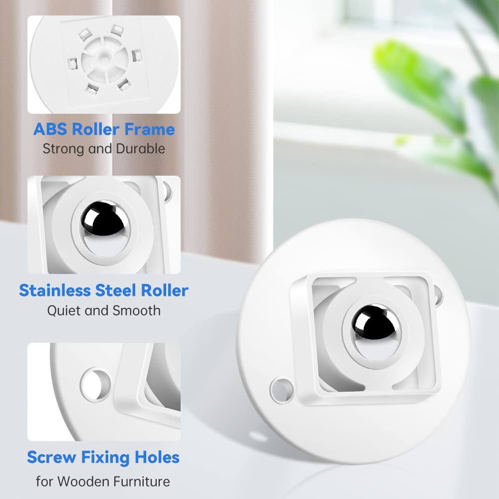 Self Adhesive Caster Wheels, Mini Swivel Wheels Stainless Steel, 360 Degree Rotation Sticky Pulley for Bins, Storage Box, Furniture, Trash Can (16 Pcs) V478036