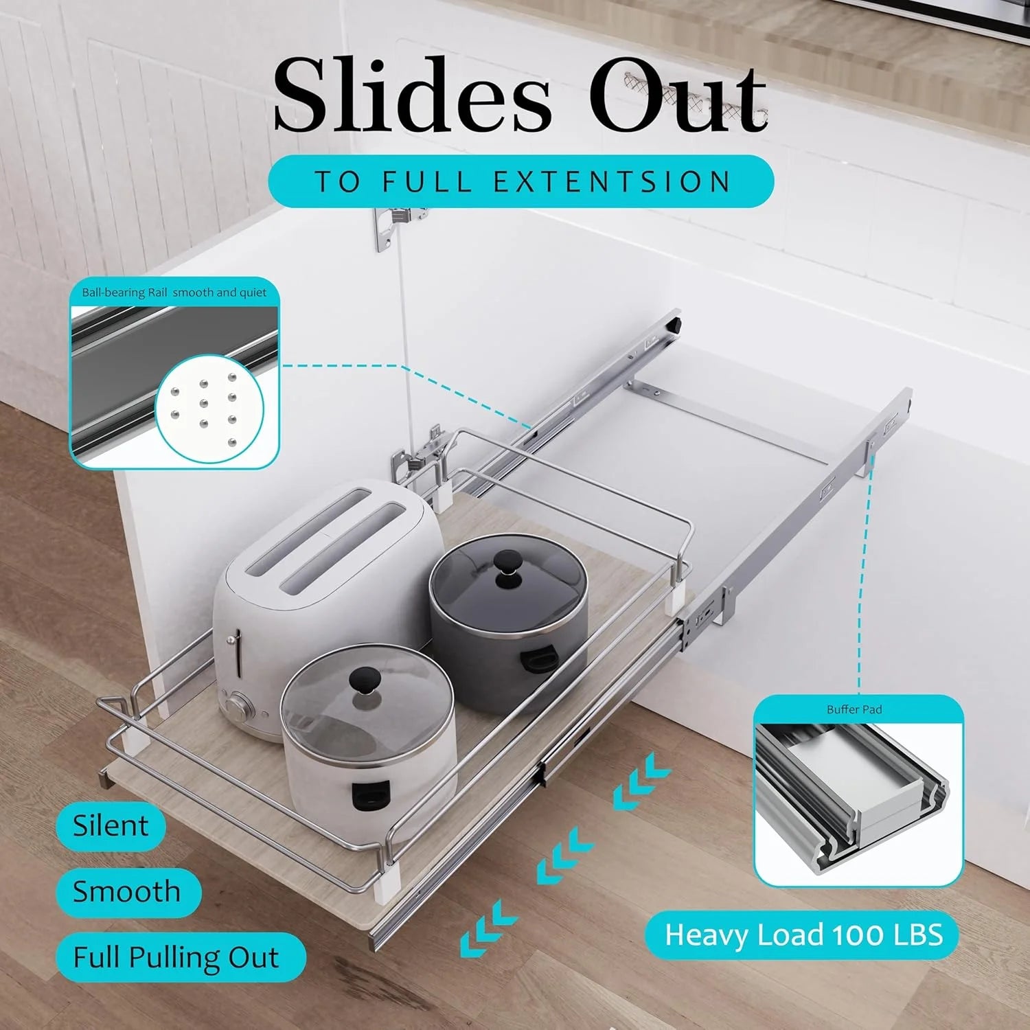 Cabinet Pull Out Drawer Organizer, Heavy Duty Storage H44482