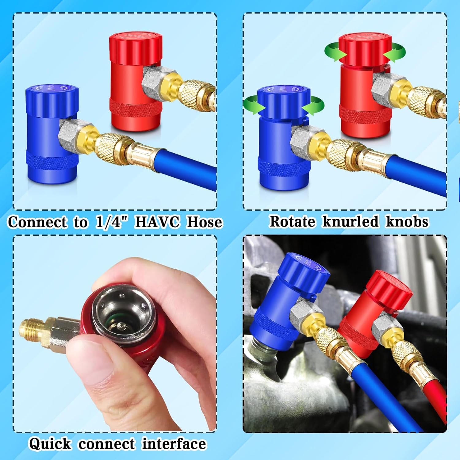 R1234yf Adapter Kit with Quick Couplers and Self-Sealing Can Taps Z40323