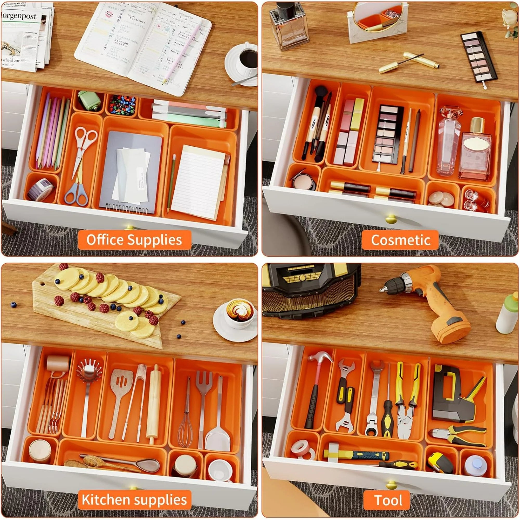 Desk Drawer Organizer Tray, 45 Pack, 3 Sizes Plastic Storage Bins P778148