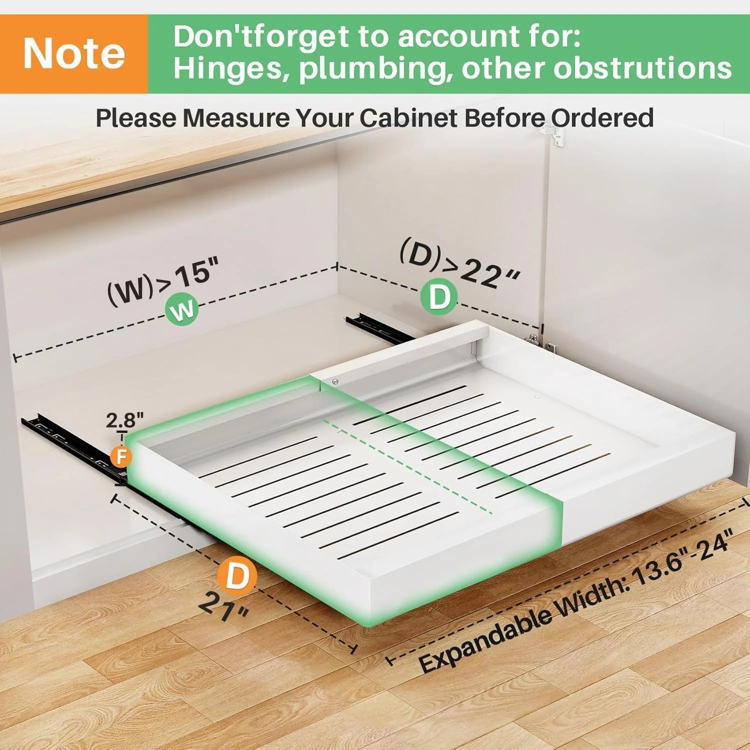 Expandable Pull Out Cabinet Organizer, Heavy Duty Adhesive Slide Out Shelf for Kitchen Pantry L638574
