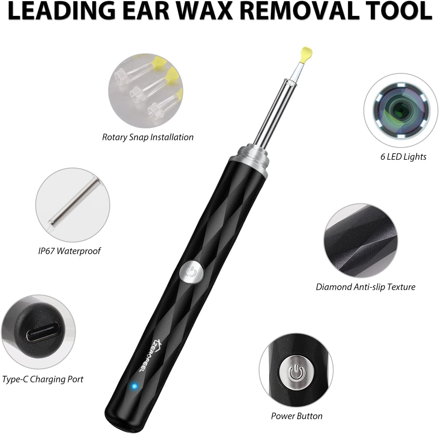 Ear Wax Removal Tool with 1296P Camera, 6 LED Lights and WiFi X1510