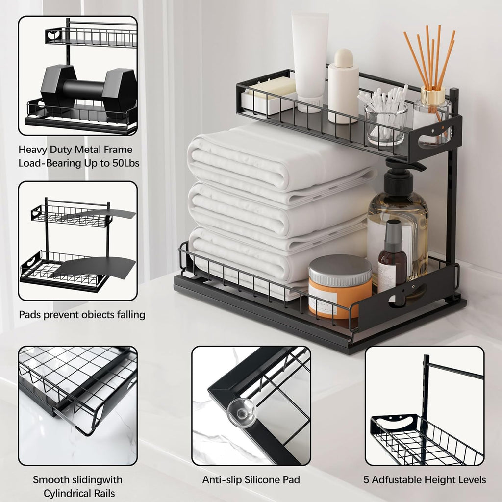 Under Sink Organizer with Pull-Out Drawers, 2 Pack, White E7727