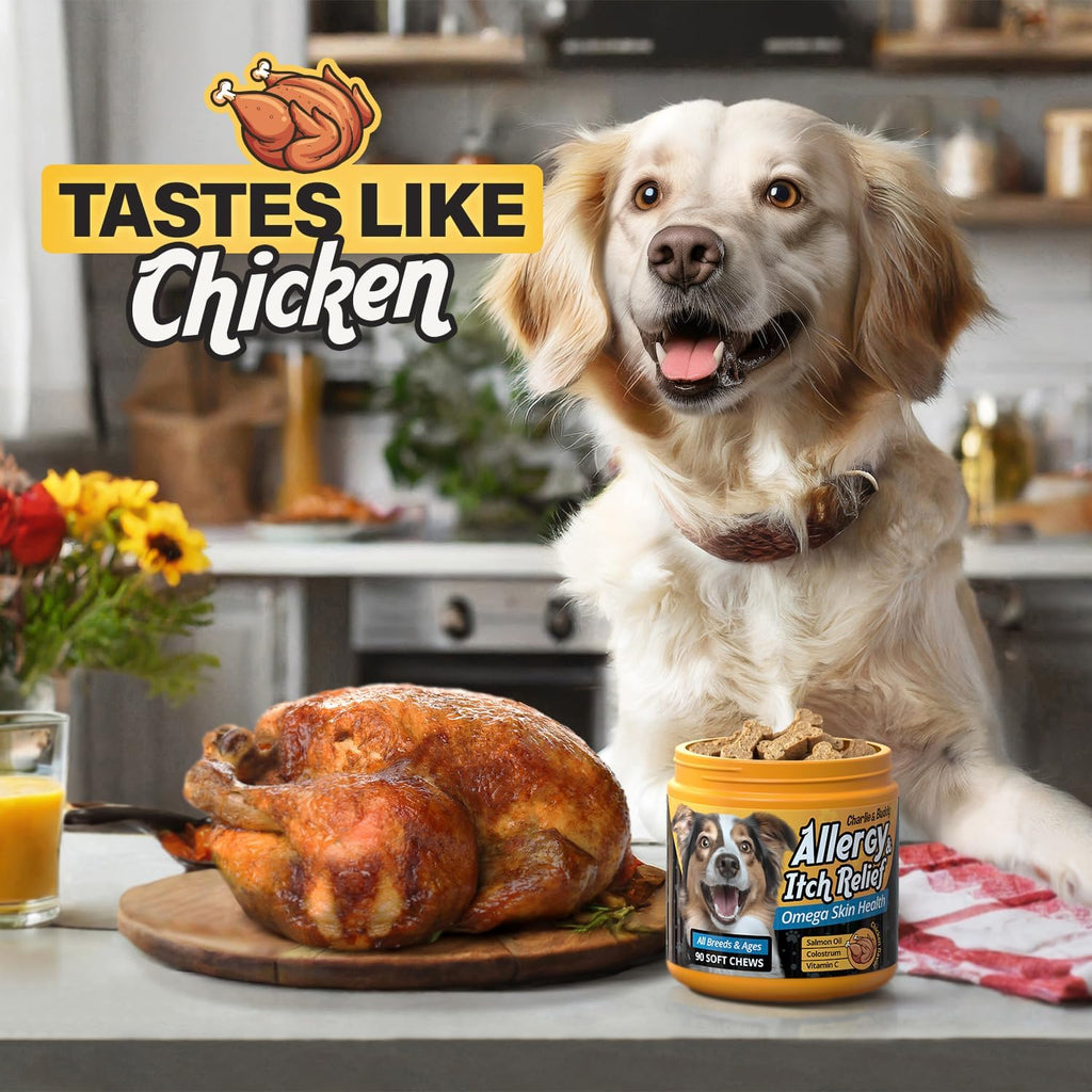 Dog Allergy Chews with Omega 3 and Probiotics, Chicken Flavor M8558
