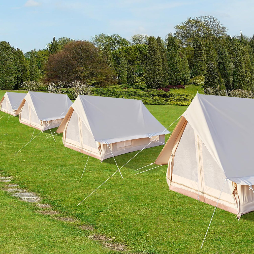 Canvas Glamping Bell Tent for 4 Person Rainproof with Windows J9887