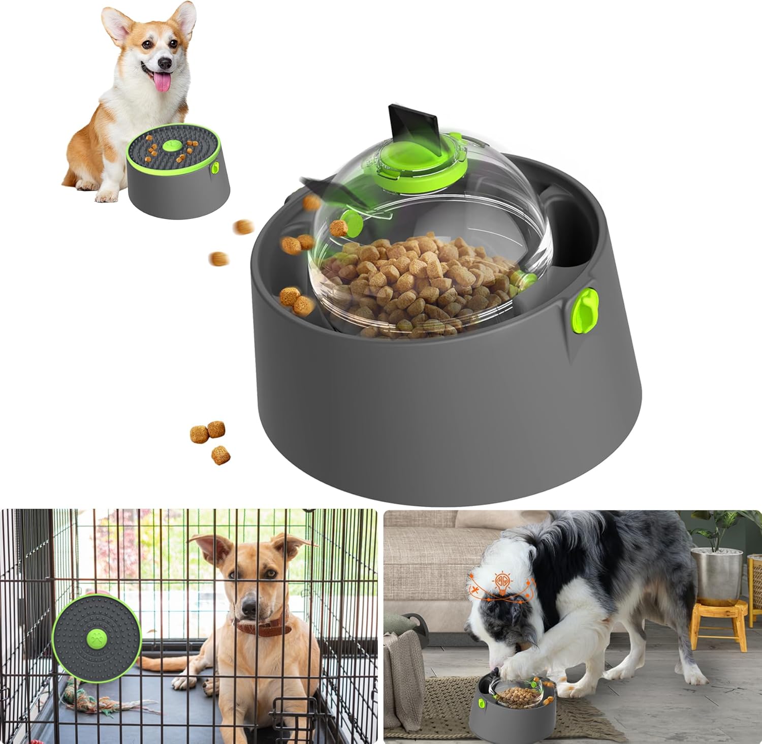 New Upgrade 3 in 1 Dog Slow Feeder Toys for Dog Boredom and Mentally Stimulating, Rotatable Puzzle Dog Feeder Level 2 dog food feeding dispenser puzzle Enrichment Toy for Small, Medium, Large Dogs