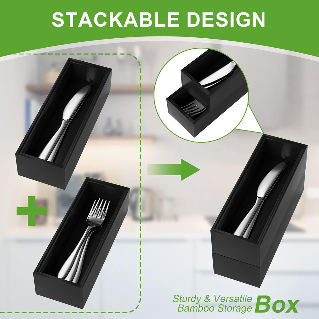 Bamboo Drawer Organizer for Silverware, Stackable Set of 2 W740372
