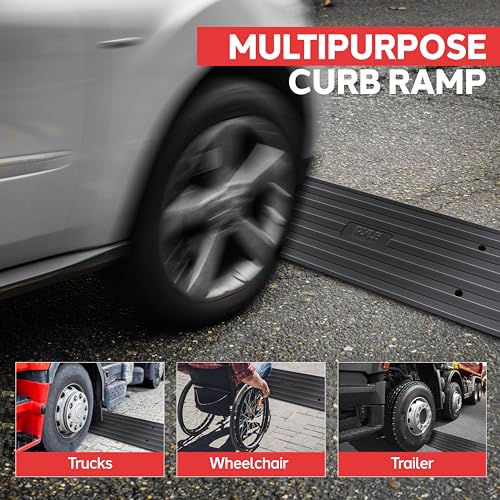 Heavy Duty Rubber Curb Ramp for Driveway, Garage, Sidewalk, Truck, Bike, Motorcycle K5950