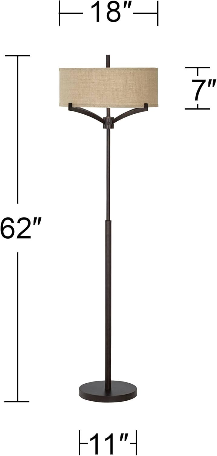 Mid Century Floor Lamp 62" Tall with Drum Shade P2330