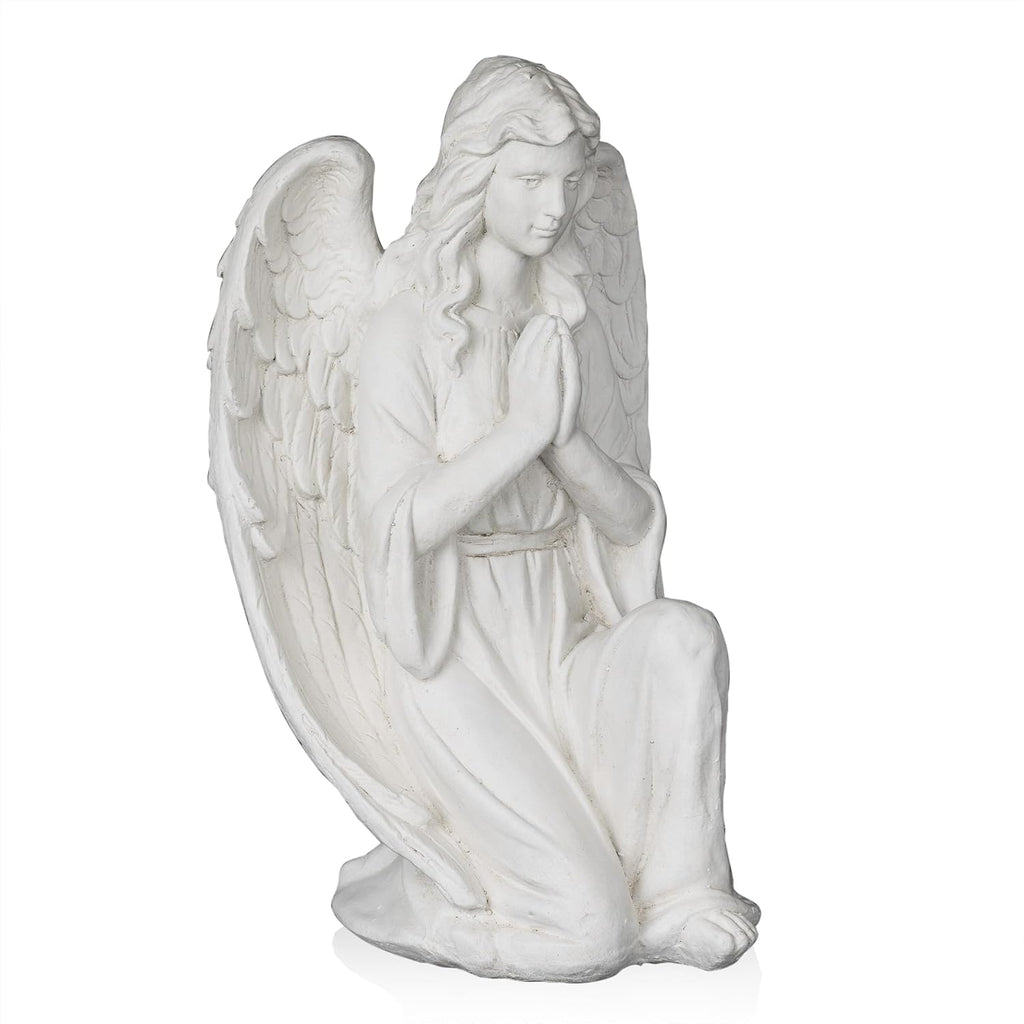 Kneeling Praying Angel Statue, White P6788