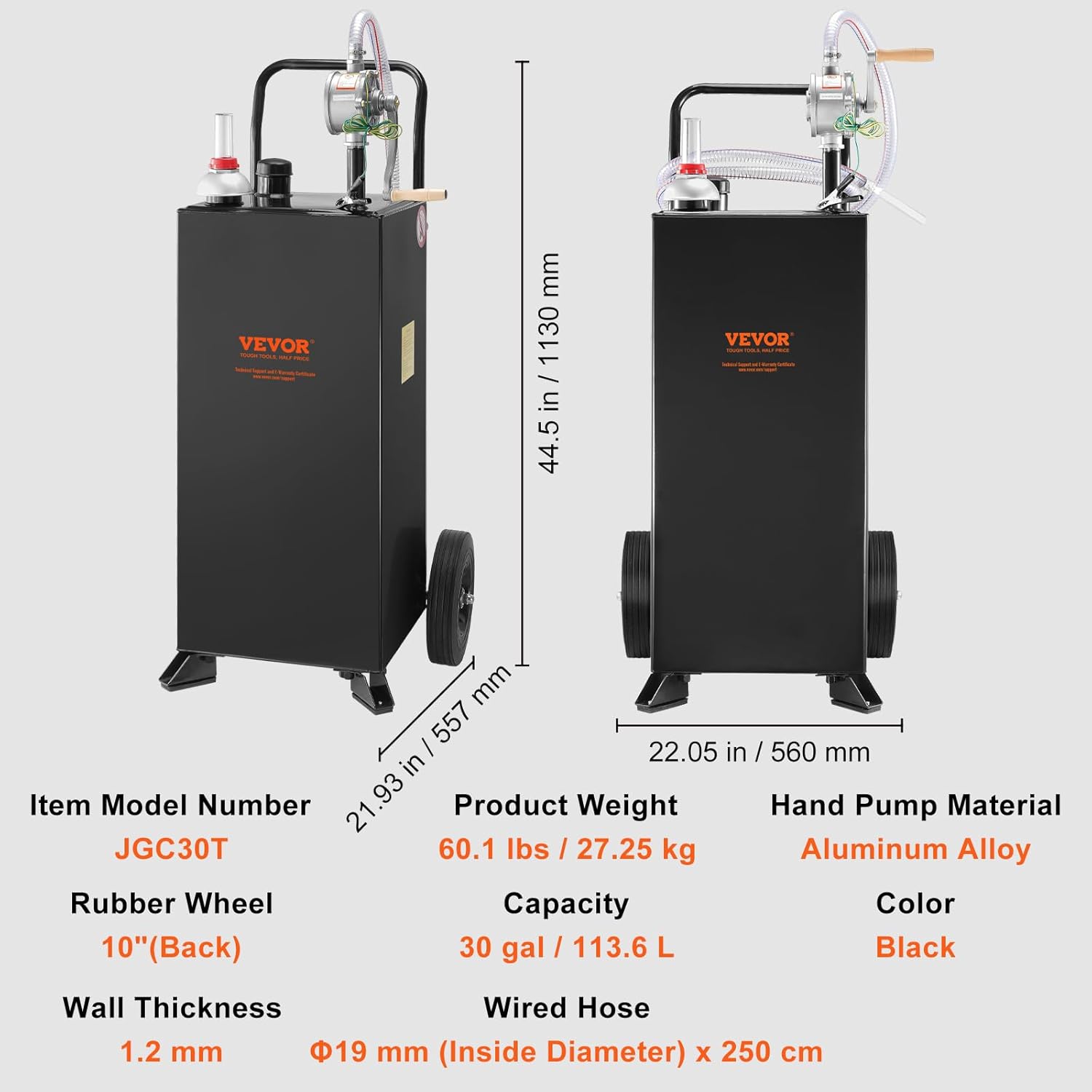 Fuel Caddy 30 Gallon with Wheels and Manual Transfer Pump J54168