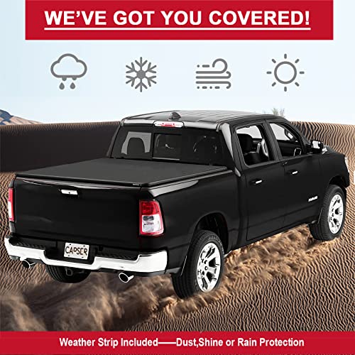 Tri-fold Truck Bed Tonneau Cover for 2009-2024 Dodge Ram 1500, 5.7 ft Fleetside Bed M6413