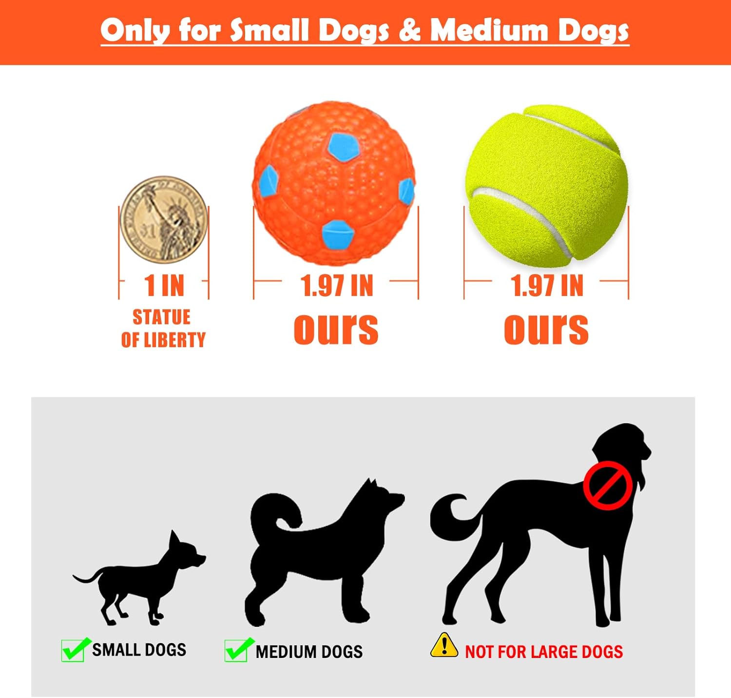 Small Tennis Balls for Dogs, 6 Pcs 1.97" Diameter Mini Balls C907