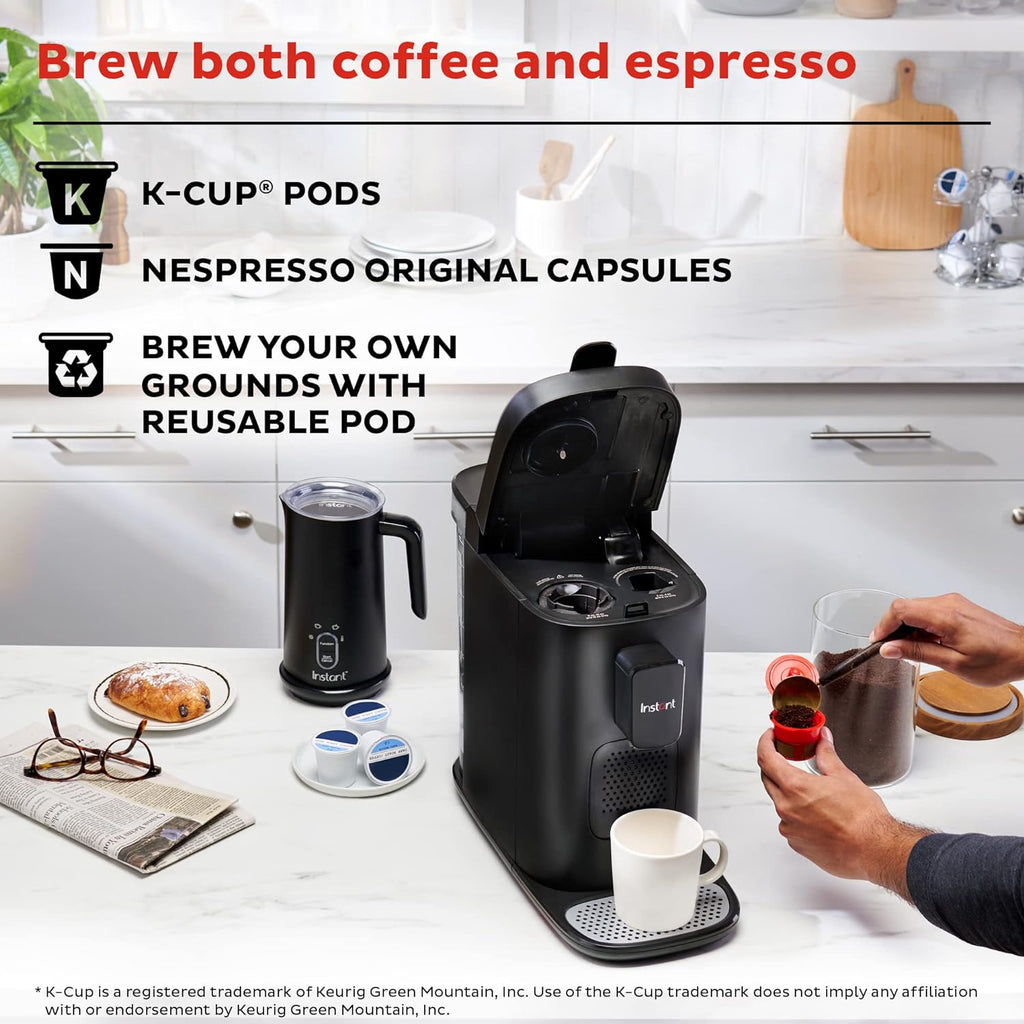 Espresso, K-Cup Pod and Ground Coffee Maker with Reusable Pod, 2 to 12oz Brew Sizes M285