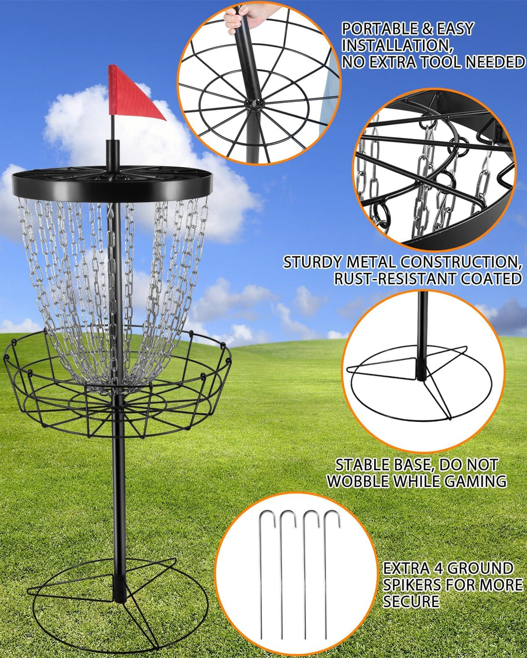 Portable Disc Golf Target with 24 Chains G5067