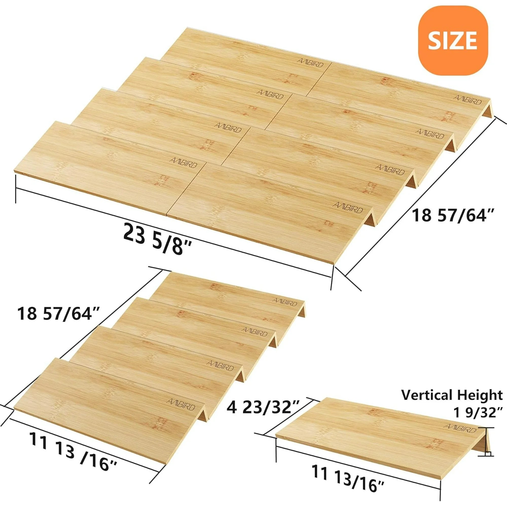 Bamboo Spice Drawer Organizer with Non-slip Mat, 4 Tier, Holds 48 Jars I596