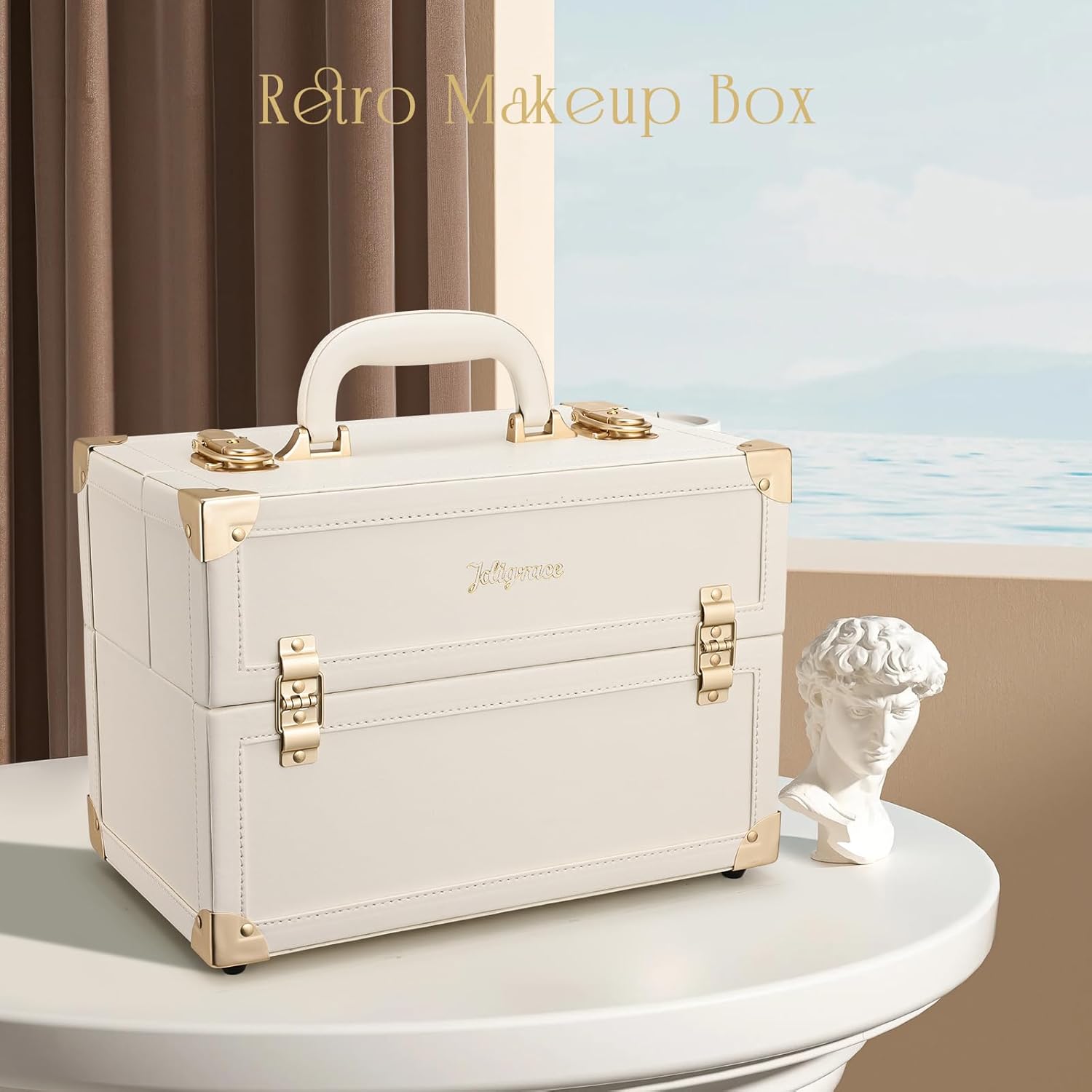 Large Portable Cosmetic Storage Box Organizer with 4 Trays R617848