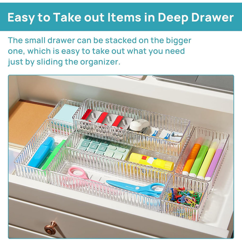 Clear Drawer Organizer Bins, Stackable Acrylic Storage Containers P737