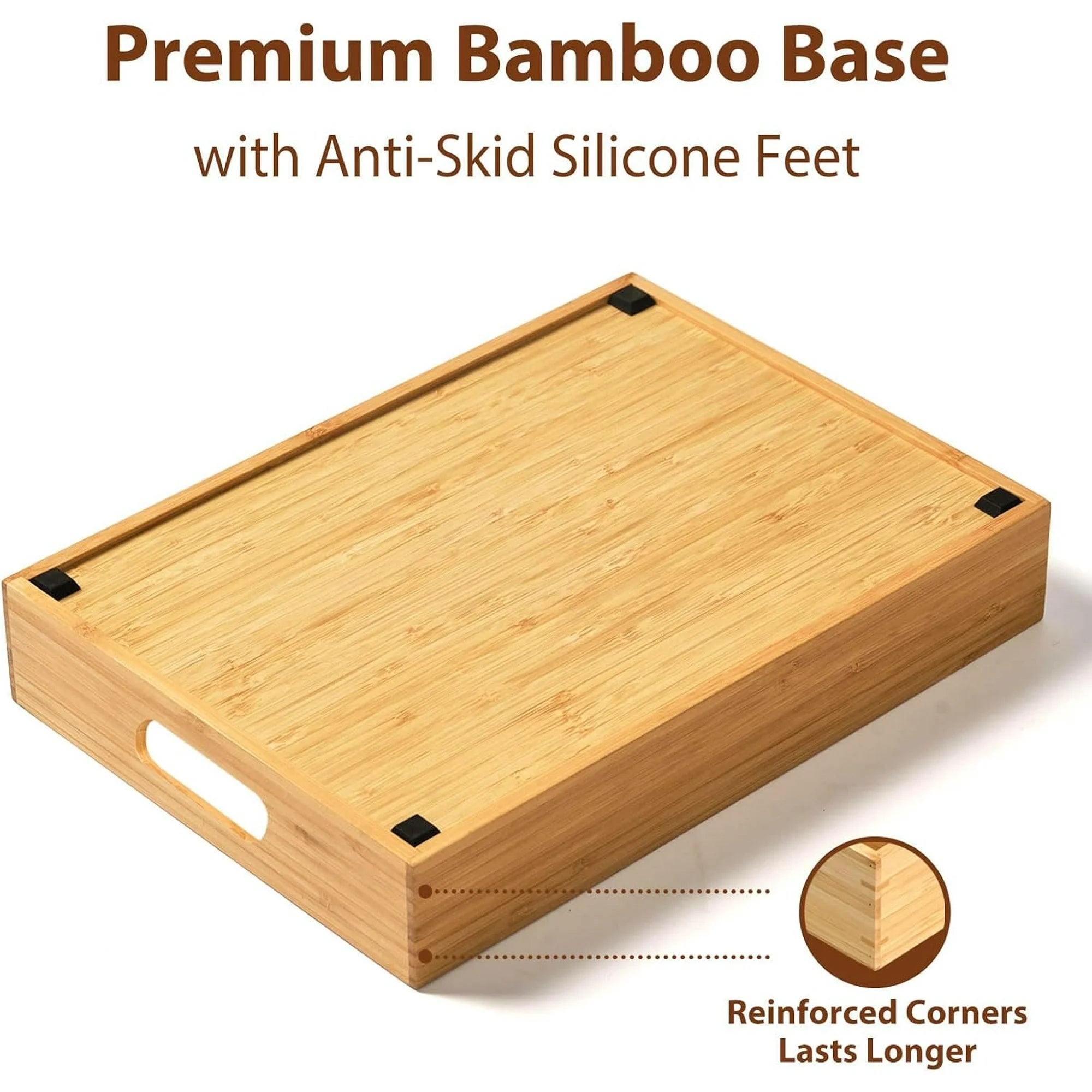 Bamboo Drawer Caddy with Adjustable Dividers for Kitchen Storage Y54438