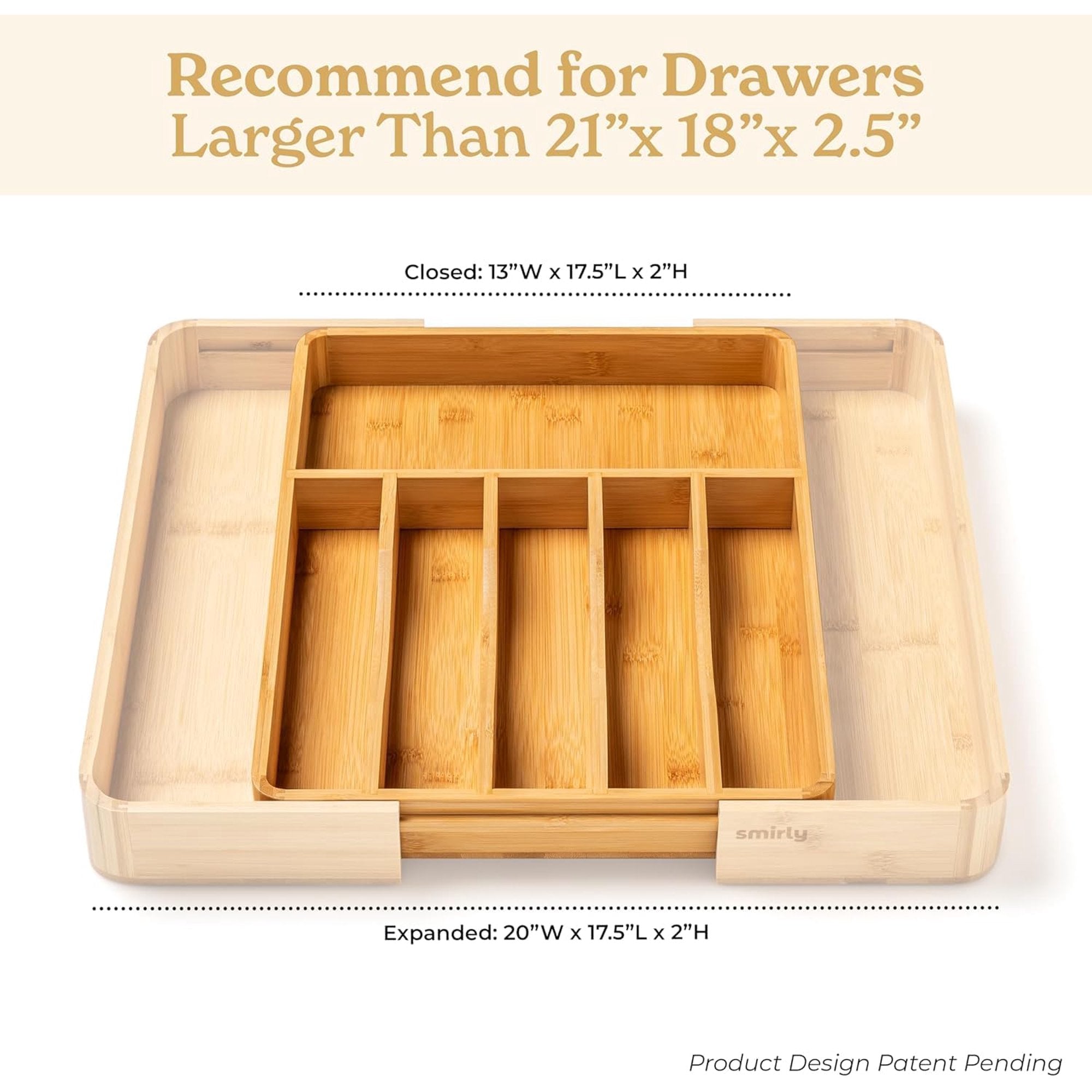 Bamboo Drawer Organizer with 8 Compartments for Utensils L759975
