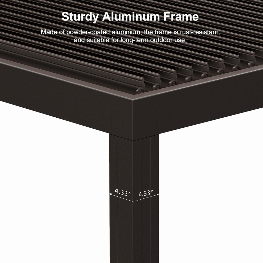 Outdoor Louvered Pergola with Roller Blinds, Aluminum Patio Canopy X761902