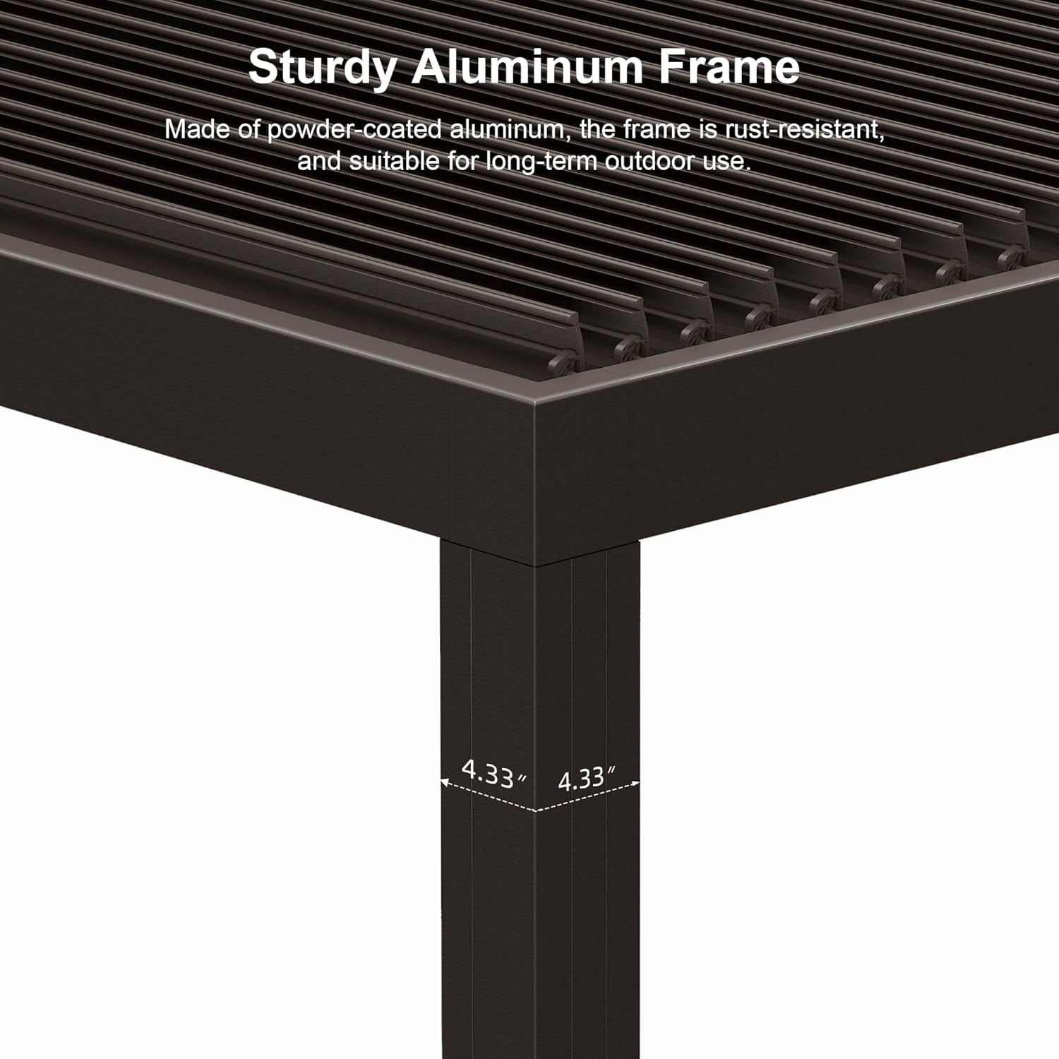 Outdoor Louvered Pergola with Roller Blinds, Aluminum Patio Canopy X761902