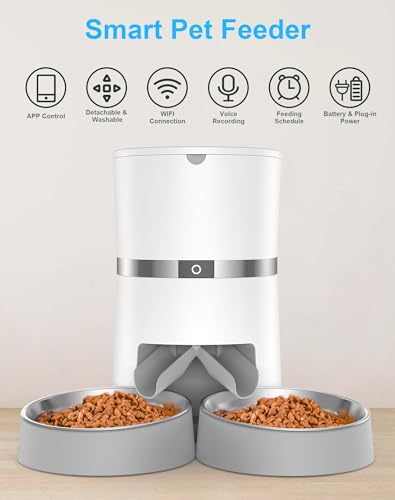 Automatic Cat Feeder with Double Bowls and Portion Control E650