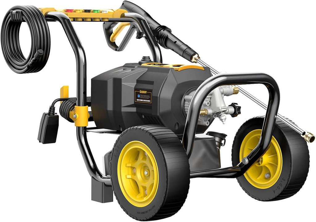 BLUBERY 3200 PSI Electric Pressure Washer, 2.4 GPM Heavy Duty Power Washer, 30Ft Pressure Hose&Max Soap Tank, 32.8ft Power Cord，5 Quick Nozzles, Commercial Washer,Black