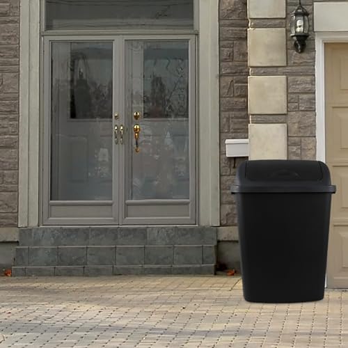 Rectangular Plastic Kitchen Trash Can with Swing Lid, Set of 4, Black O866