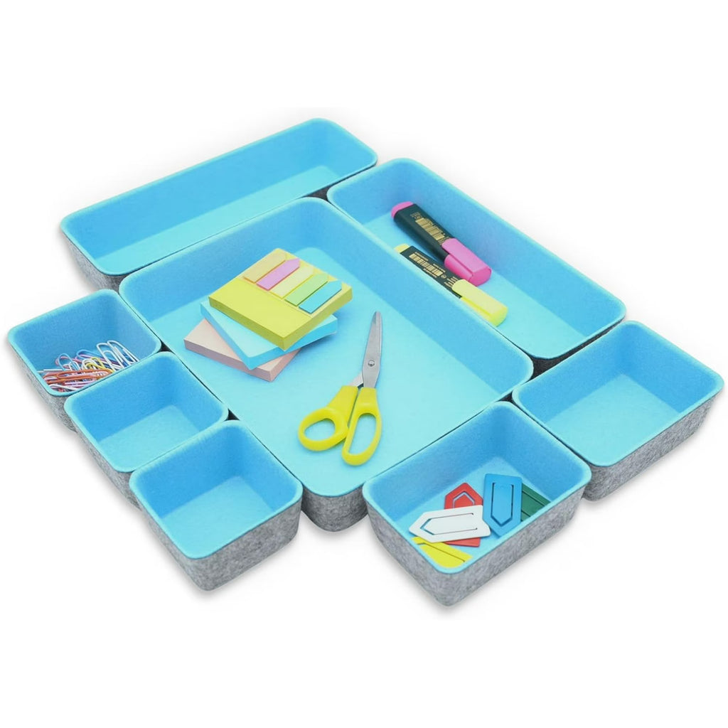 dxynlzq Drawer organizers tray Felt storage bins office Desk Draw dividers Sleek Minimalist Lifestyle chic style aesthetics room interior decor 8-piece (Glacier gray)