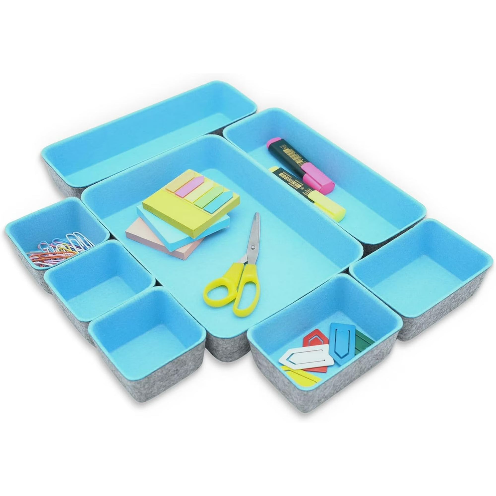 dxynlzq Drawer organizers tray Felt storage bins office Desk Draw dividers Sleek Minimalist Lifestyle chic style aesthetics room interior decor 8-piece (Glacier gray)