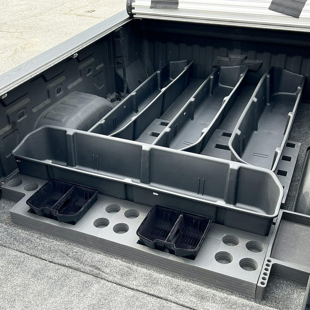Red Hound Auto Complete Truck Bed Storage System Cargo Organizer Compatible with Chevrolet/GMC Silverado/Sierra 1500 2019-2023 4 Giant Weatherproof Containers Solution Fits 6.5 Foot Bed