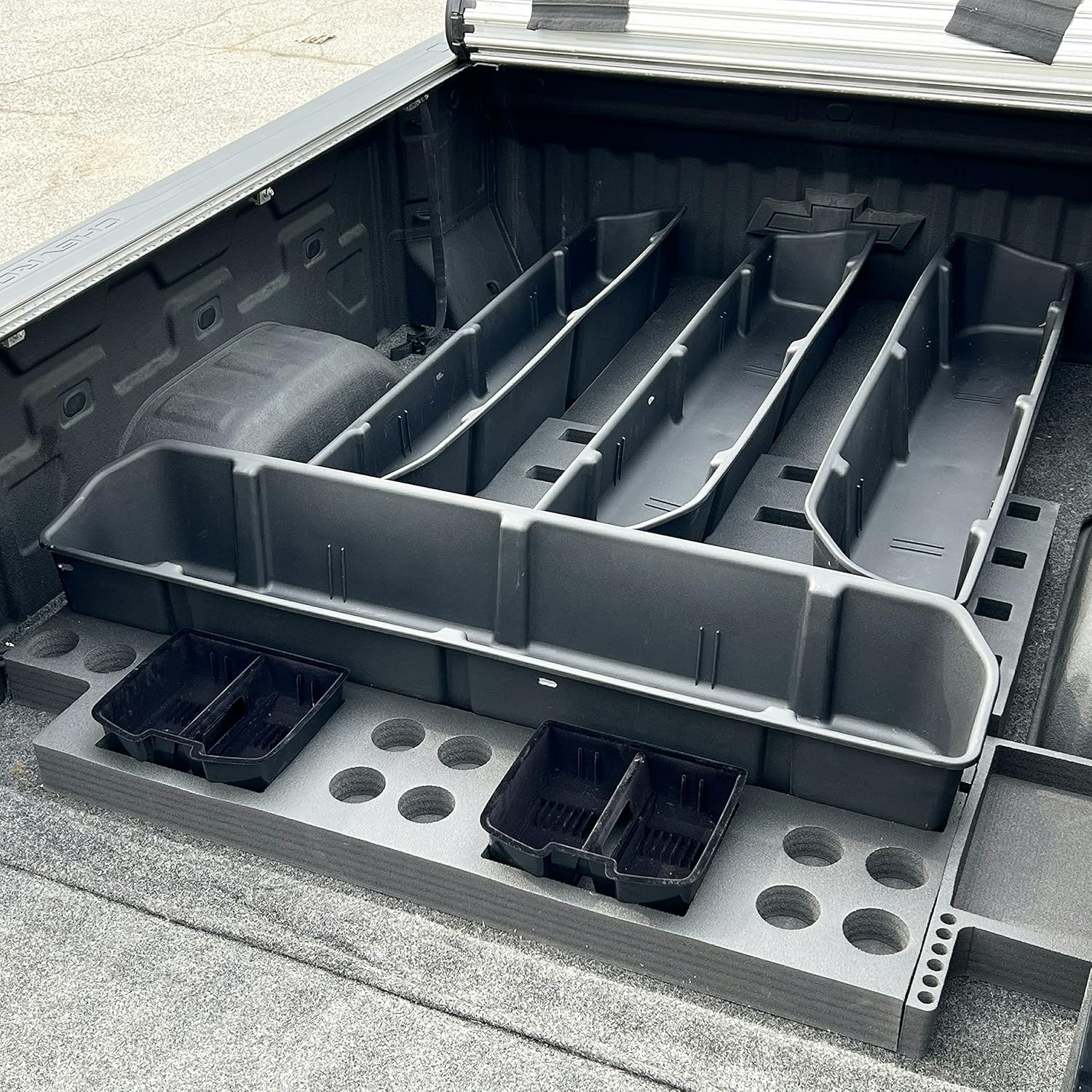 Red Hound Auto Complete Truck Bed Storage System Cargo Organizer Compatible with Chevrolet/GMC Silverado/Sierra 1500 2019-2023 4 Giant Weatherproof Containers Solution Fits 6.5 Foot Bed