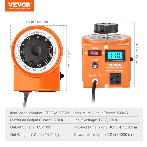 Variable Transformer 500VA 110V Input 0-130V Output Digital Display X140301