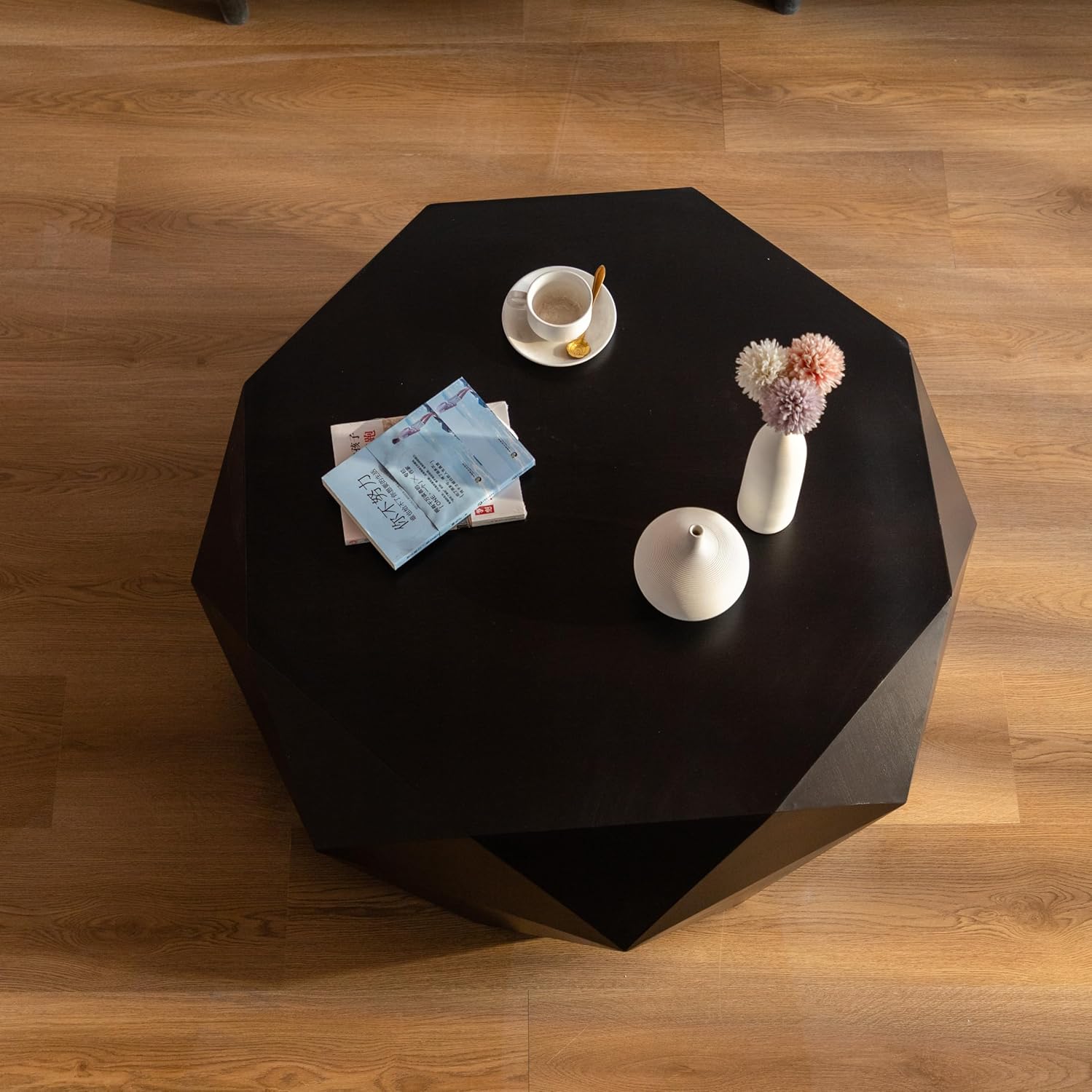 Round Wood Coffee Table with Embossed Pattern K154087