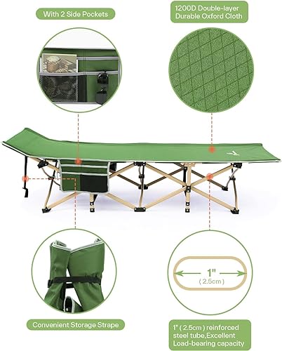 Camping Cot for Adults with Mattress, Heavy Duty Portable Folding Bed P23691