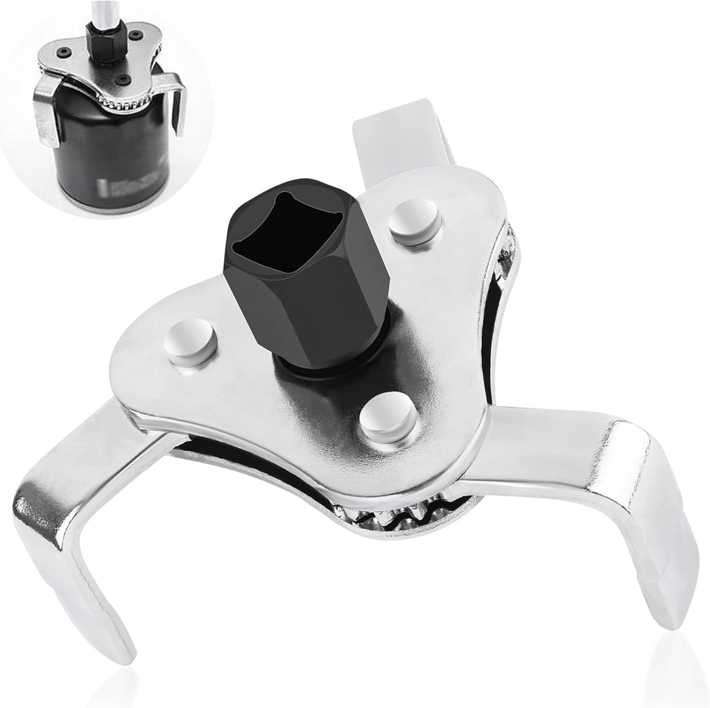 Adjustable Oil Filter Wrench Tool,3 Jaw 2 Way Oil Filter Remover Tool from 2-1/2 Inch to 4.5 Inch,Universal Car Accessories Oil Filter Tool for Most Cars Trucks